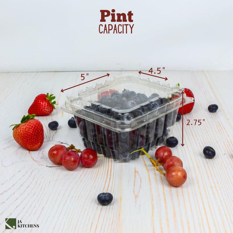 JA Kitchens 35 PACK - Plastic Berry Basket/Produce Containers - Pint Size for Blueberries, Raspberries, Strawberries - Image 3